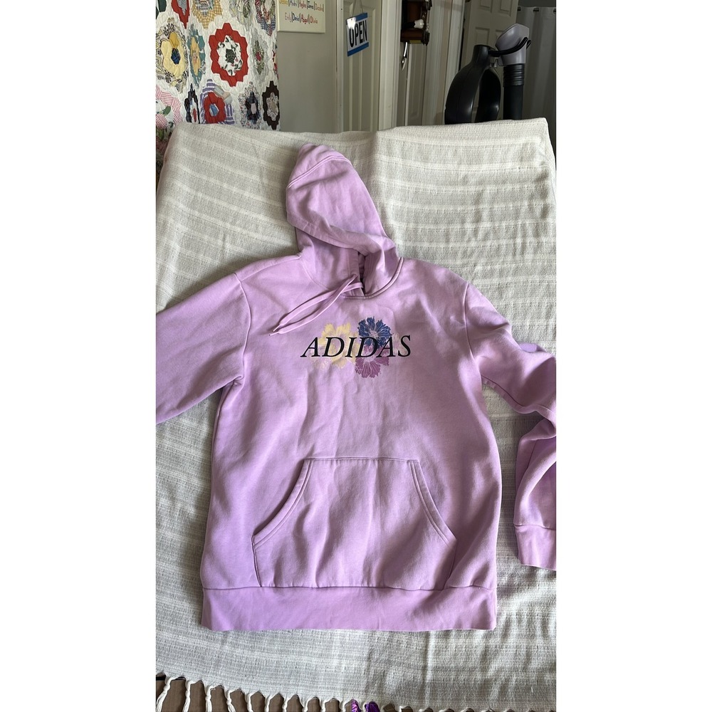 Adidas Women's Purple Floral Pullover Hoodie Sz M